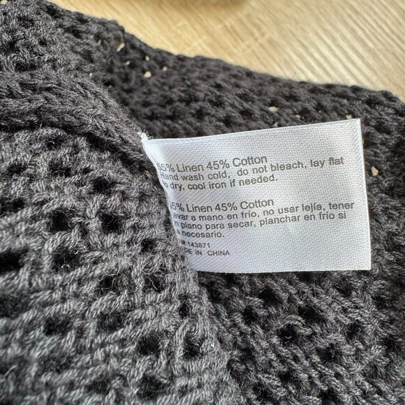 Frankies Bikinis Collette Crochet Tunic Dress Cover Up Linen Cotton Knit Black - Picture 9 of 12